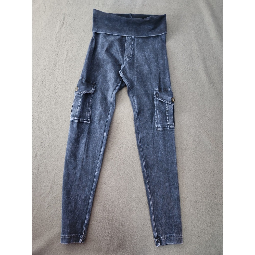 Hard Tail Forever Women's Size Small Blue Acid Wash Copped Skinny Cargo Pants